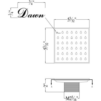 Dawn® Nile River Series - Square Shower Drain 5"L (Threaded) In Polished satin - Image 2