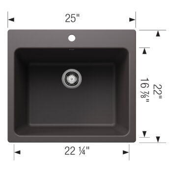 Blanco Liven SILGRANIT 25" Single Bowl Dual Mount Laundry Sink - Cinder - Image 5
