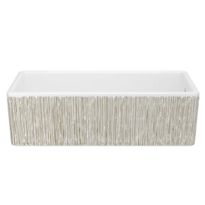 Shaws Shaker™ 36″ Single Bowl Farmhouse Apron Front Fireclay Kitchen Sink With Lines Design In Lines Gold