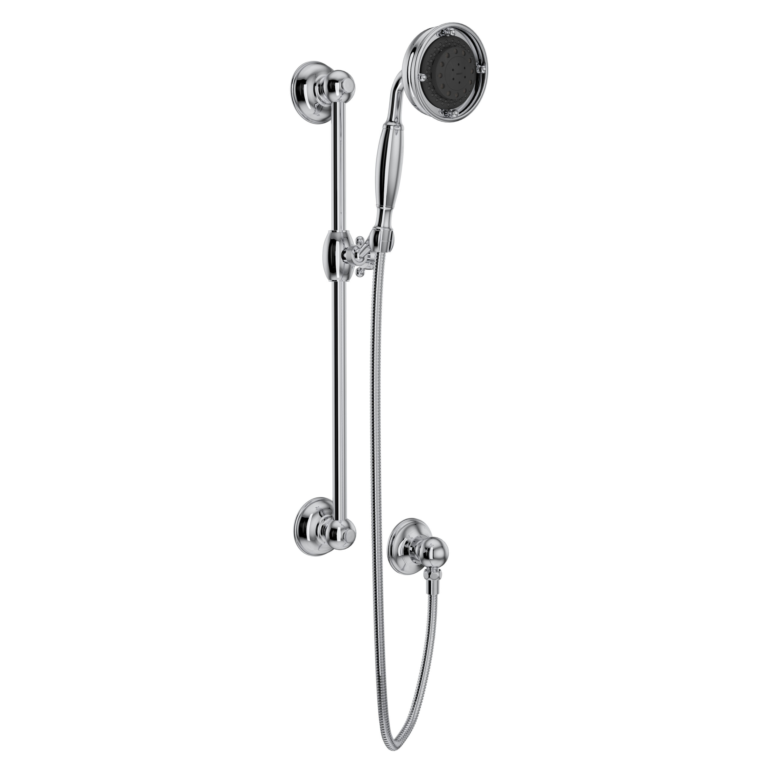 ROHL Handshower Set With 22" Slide Bar and 3-Function Handshower In Polished Chrome