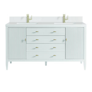 Myrrin 60″ Double Vanity, Bright White w/ Single Hole 3 CM White Zeus Quartz Top & Backsplash