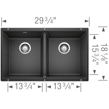 Blanco Precis SILGRANIT 29" 50/50 Double Bowl Undermount Kitchen Sink - Anthracite - Image 6