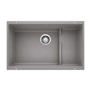 Blanco Precis Cascade SILGRANIT 29″ Single Bowl Undermount Kitchen Sink with Colander – Metallic Gray