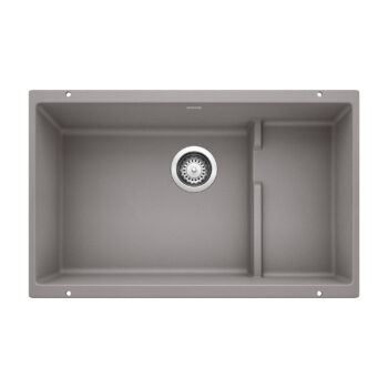 Blanco Precis Cascade SILGRANIT 29" Single Bowl Undermount Kitchen Sink with Colander - Metallic Gray