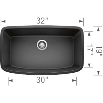 Blanco Valea SILGRANIT 32" Super Single Undermount Kitchen Sink - Anthracite - Image 3