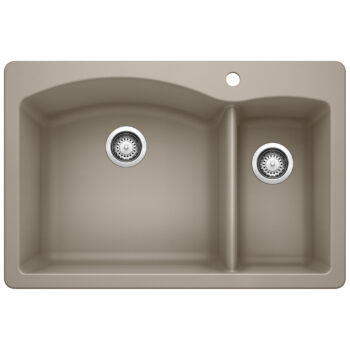 Blanco Diamond SILGRANIT 33" 70/30 Double Bowl Dual Mount Kitchen Sink -  Truffle