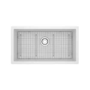 Riobel Fonsa™ 33″ Quartz Single Bowl Undermount Kitchen Sink In White