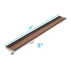 QM Delmar Series. 48″ Adjustable Kit (3″ High Flow outlet):  Mist (Tile-in) Line. Bronze
