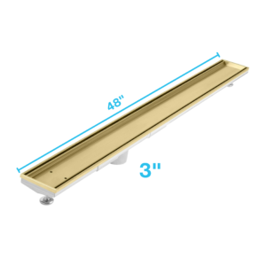 QM Delmar Series. 48″ Adjustable Kit (3″ High Flow outlet):  Mist (Tile-in) Line. Gold