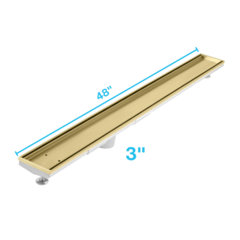 QM Delmar Series. 48" Adjustable Kit (3" High Flow outlet):  Mist (Tile-in) Line. Gold