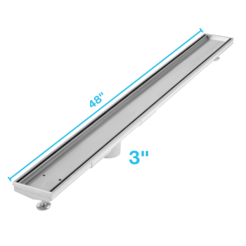 QM Delmar Series. 48" Adjustable Kit (3" High Flow outlet):  Mist (Tile-in) Line. Satin