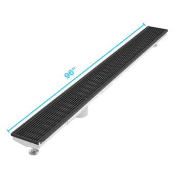 QM Delmar Series. 96" Adjustable Kit (3" High Flow outlet):  Wedgewire Line. Black