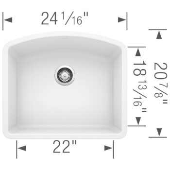 Blanco Diamond SILGRANIT 24" Single Bowl Undermount Kitchen Sink - White - Image 3