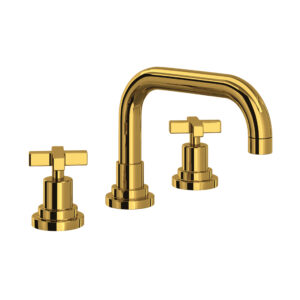 ROHL Lombardia® Widespread Lavatory Faucet With U-Spout In Unlacquered Brass
