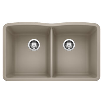 Blanco Diamond SILGRANIT 32" 50/50 Double Bowl Undermount Kitchen Sink - Truffle