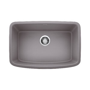 Blanco Valea SILGRANIT 27″ Single Bowl Undermount Kitchen Sink – Metallic Gray