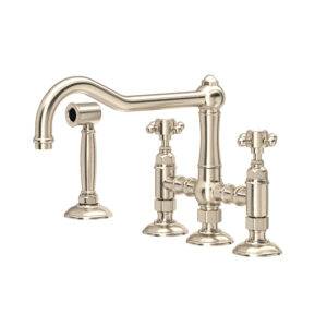 ROHL Acqui® Bridge Kitchen Faucet With Side Spray In Satin Nickel