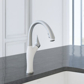 Blanco Artona Pull-Down Dual-Spray Kitchen Faucet 1.5 GPM - PVD Steel/White - Image 7