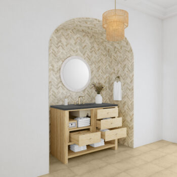 Marigot Single 48" Single Vanity, Sunwashed Oak w/ 3 CM Charcoal Soapstone Quartz Top - Image 4