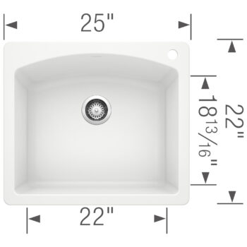Blanco Diamond SILGRANIT 25" Single Bowl Dual Mount Kitchen Sink - White - Image 3