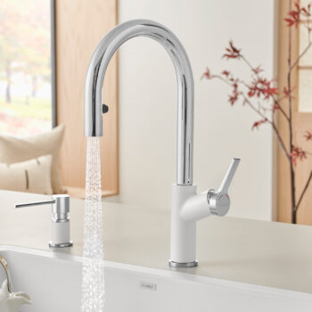 Blanco Urbena Pull-Down Dual-Spray Kitchen Faucet 1.5 GPM - Chrome/White - Image 4