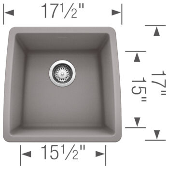 Blanco Performa SILGRANIT 17" Undermount Bar Sink - Metallic Gray - Image 3