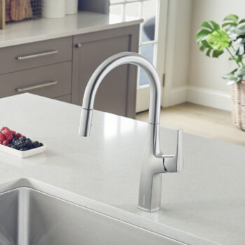 Blanco Rivana High-Arc Pull-Down Dual-Spray Kitchen Faucet 1.5 GPM - PVD Steel - Image 5
