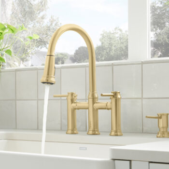 Blanco Empressa Pull-Down Dual-Spray Bridge Faucet 1.5 GPM - Satin Gold - Image 3