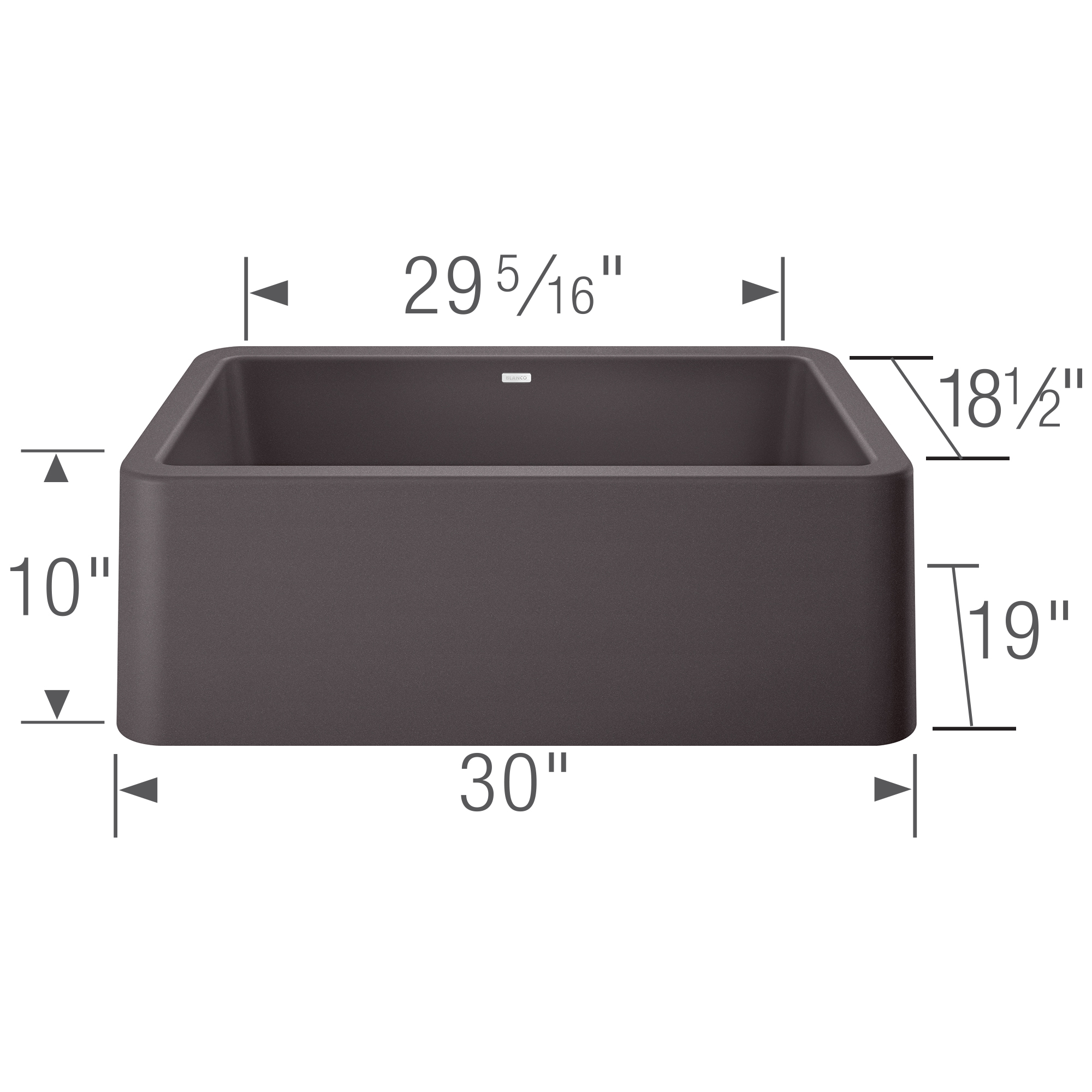 Blanco Ikon SILGRANIT 30" Single Bowl Apron-Front Farmhouse Sink - Cinder - Image 3