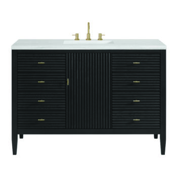 Myrrin 48" Vanity, Carbon Oak w/ 3 CM Arctic Fall Solid Surface Top - Image 2