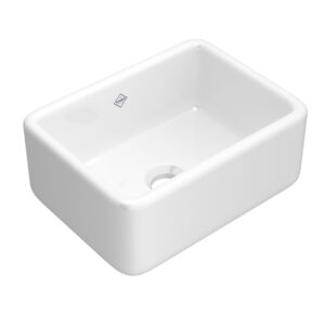 Shaws Lancaster™ 24″ Single Bowl Farmhouse Apron Front Fireclay Kitchen Sink In White (WH)