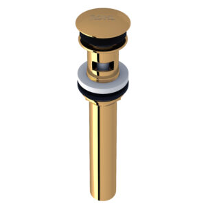 ROHL Lavatory Push Drain With Overflow In Unlacquered Brass