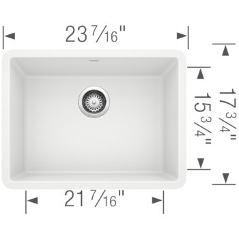 Blanco Precis SILGRANIT 24" Single Bowl Undermount Kitchen Sink - White - Image 3