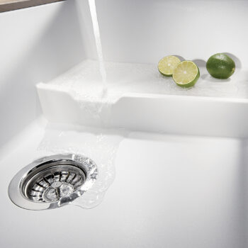 Blanco Precis Cascade SILGRANIT 29" Single Bowl Undermount Kitchen Sink with Colander - White - Image 3