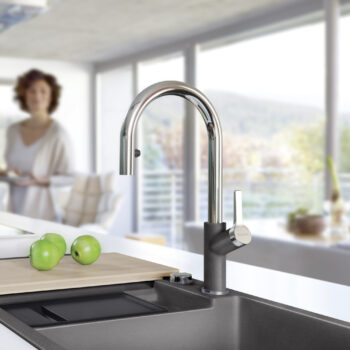 Blanco Urbena Pull-Down Dual-Spray Kitchen Faucet 1.5 GPM - Chrome/Cinder - Image 2