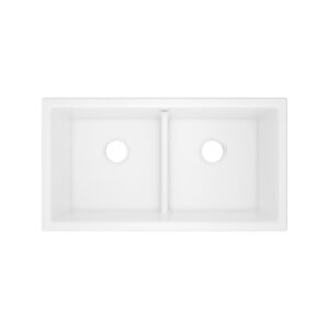 Shaws Shaker™ 33″ Double Bowl Undermount Fireclay Kitchen Sink In White (WH)