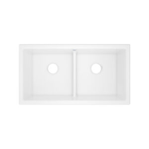 Shaws Shaker™ 33″ Double Bowl Undermount Fireclay Kitchen Sink In White (WH)