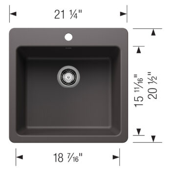 Blanco Liven SILGRANIT 21" Single Bowl Dual Mount Kitchen Sink - Cinder - Image 3