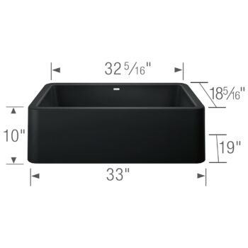 Blanco Ikon SILGRANIT 33" Single Bowl Apron-Front Farmhouse Sink - Coal Black - Image 5