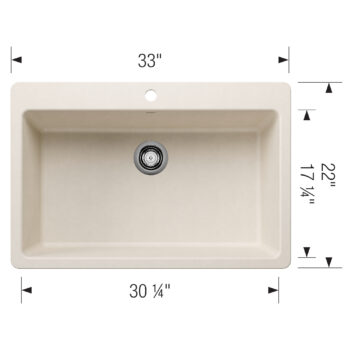 Blanco Liven SILGRANIT 33" Super Single Dual Mount Kitchen Sink - Soft White - Image 3