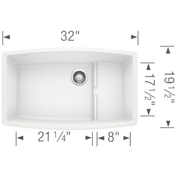 Blanco Performa Cascade SILGRANIT 32" Single Bowl Undermount Kitchen Sink with Colander - White - Image 3