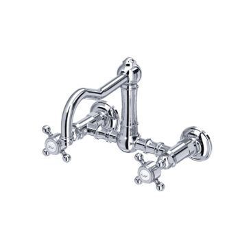 ROHL Acqui® Wall Mount Bridge Kitchen Faucet With Column Spout In Polished Chrome