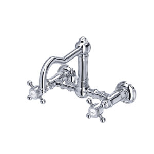 ROHL Acqui® Wall Mount Bridge Kitchen Faucet With Column Spout In Polished Chrome