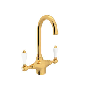 ROHL San Julio® Two Handle Bar/Food Prep Kitchen Faucet In Unlacquered Brass