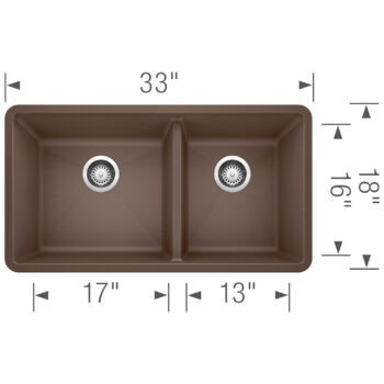 Blanco Precis SILGRANIT 33" 60/40 Double Bowl Undermount Kitchen Sink - Café - Image 3