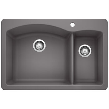 Blanco Diamond SILGRANIT 33" 70/30 Double Bowl Dual Mount Kitchen Sink - Cinder