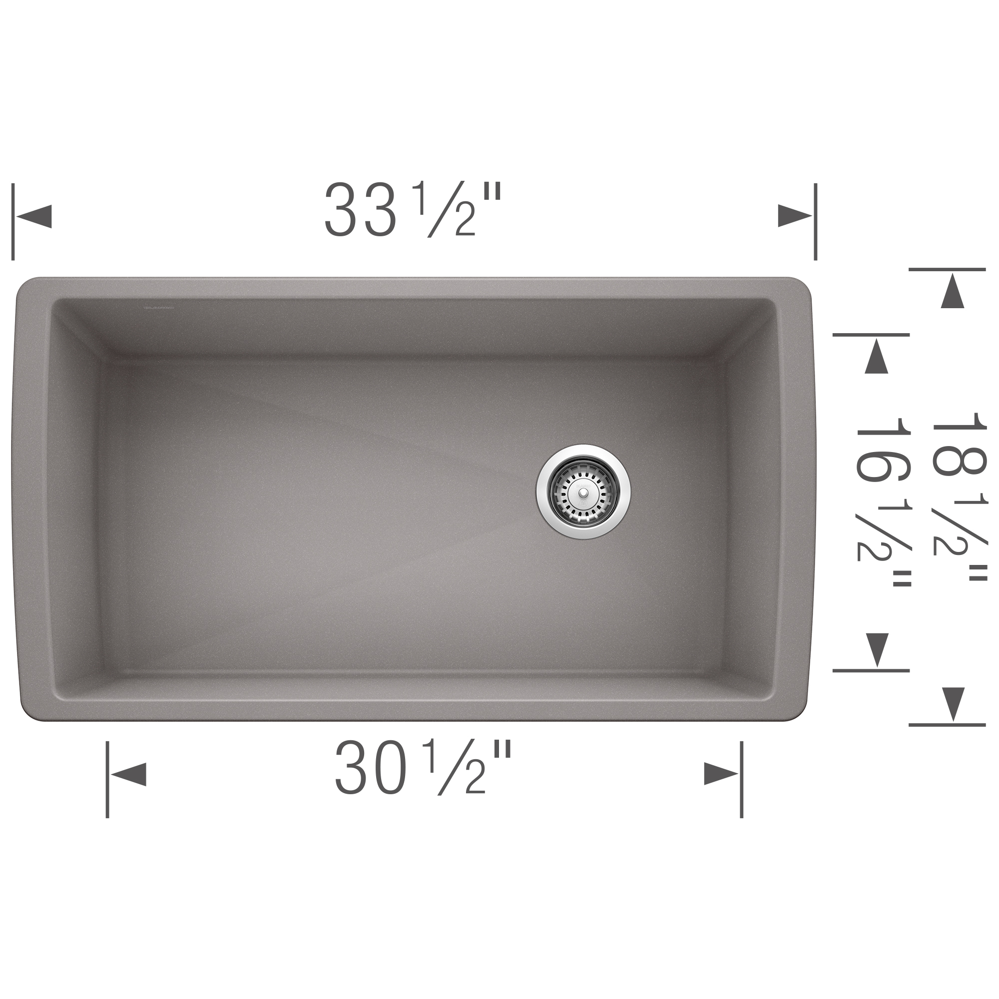 Blanco Diamond SILGRANIT 33" Super Single Undermount Kitchen Sink - Metallic Gray - Image 3