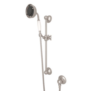 ROHL Handshower Set With 22″ Slide Bar and 3-Function Handshower In Satin Nickel