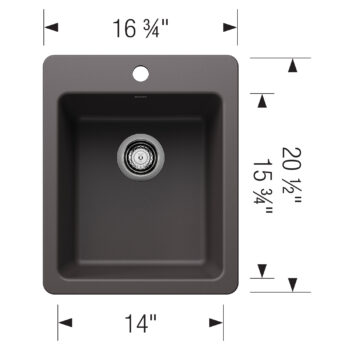 Blanco Liven SILGRANIT 17" Dual Mount Bar Sink - Cinder - Image 3