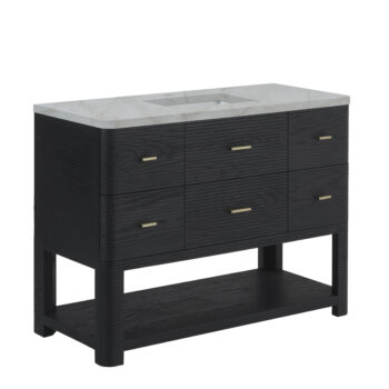 Lucian 48" Single Vanity, Carbon Oak w/ 3 CM Victorian Silver Quartz Top - Image 9